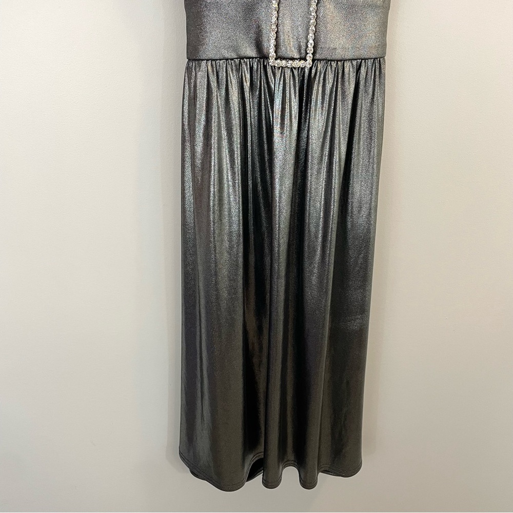 Joseph Ribkoff Metallic Silver Dress - Picture 4 of 11